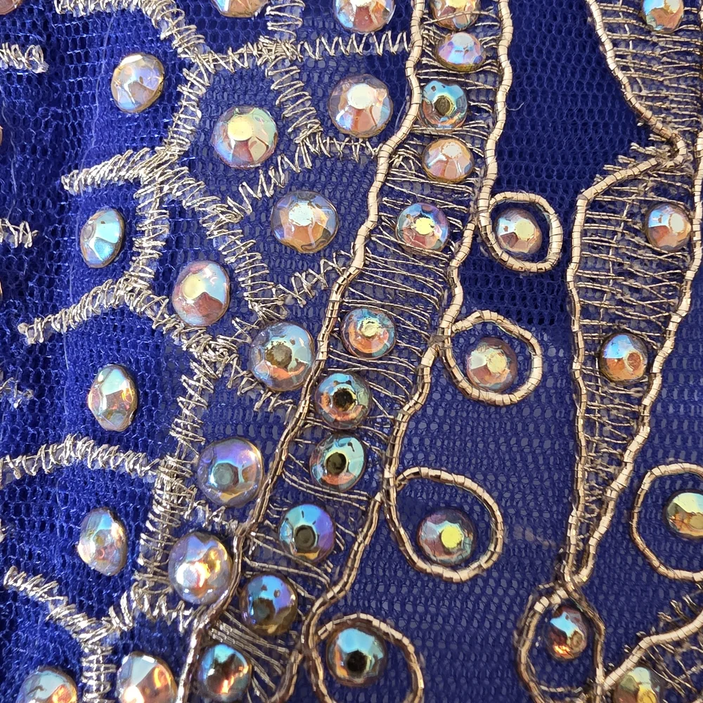 Elegant Blue and Gold Kids Dress - Picture 8 of 11